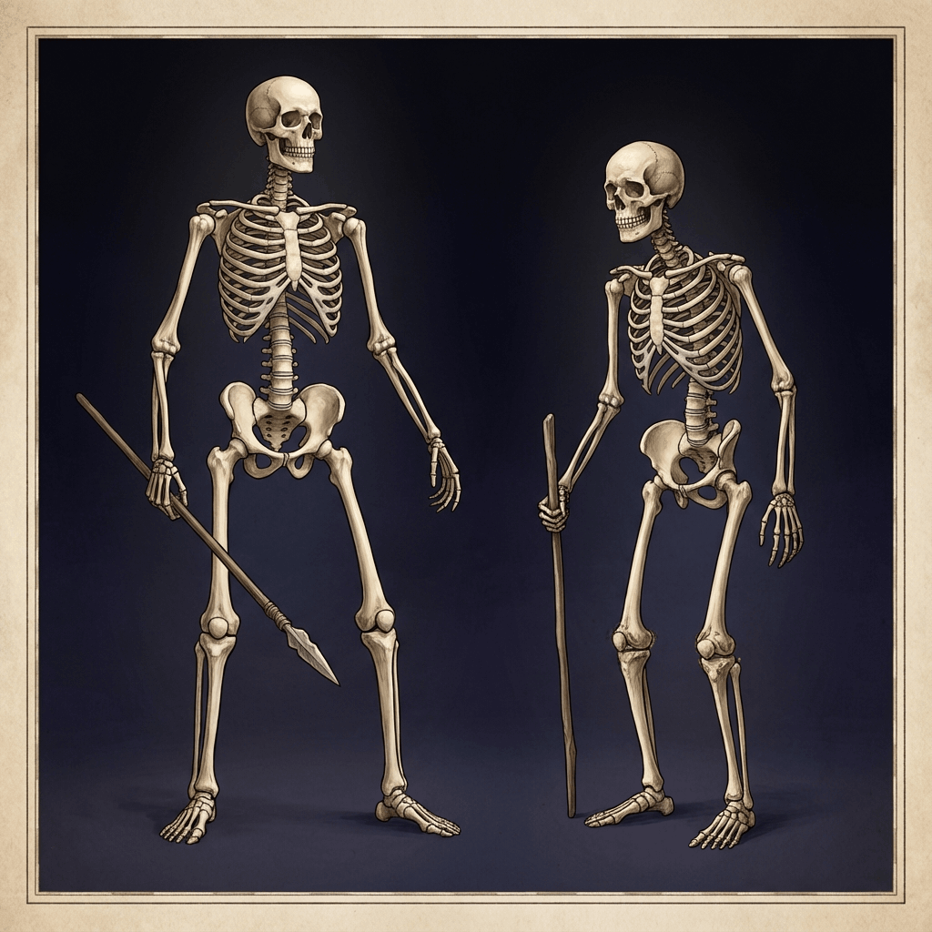 Comparación de esqueletos: Cazador vs Agricultor