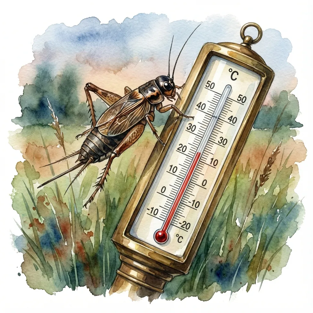 Cricket on Thermometer Watercolor