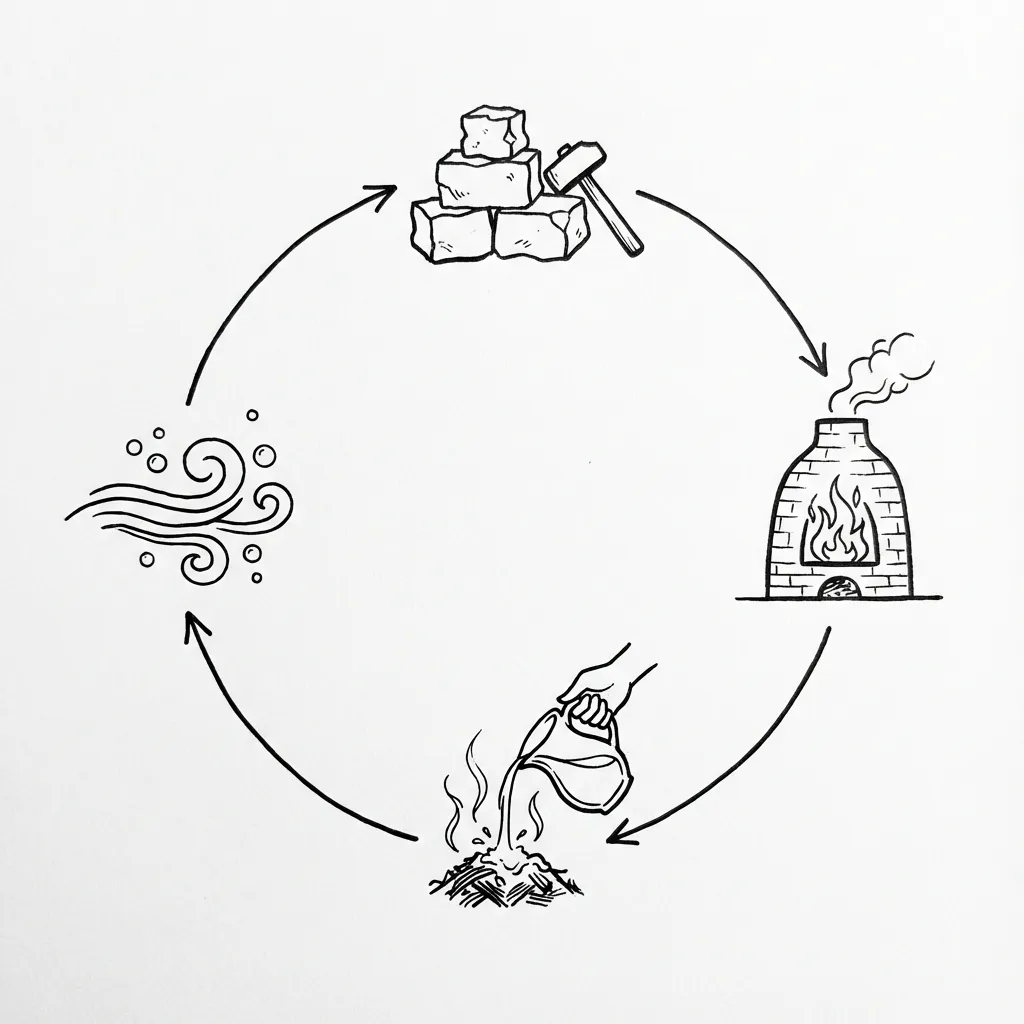 Diagrama circular del ciclo de la cal