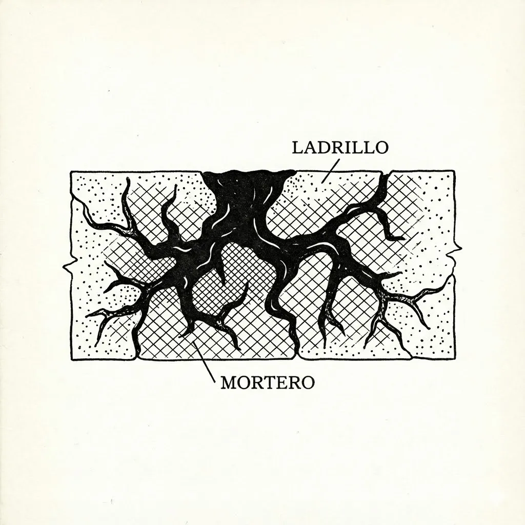 Diagrama microscópico del agarre mecánico del mortero